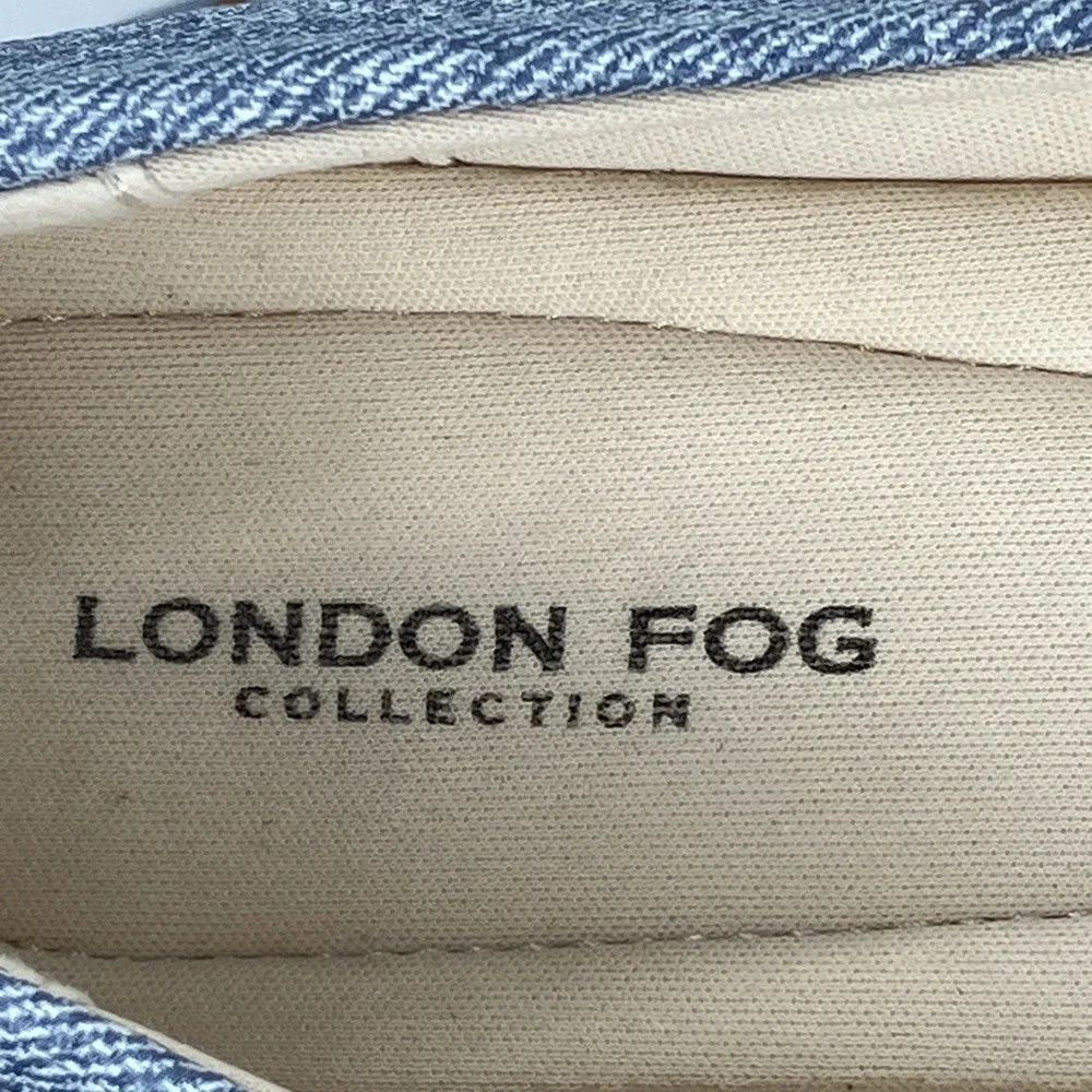 London Fog Bixby Blue Denim Flat Shoes 8W Comfort‎ Slip On Casual Preppy